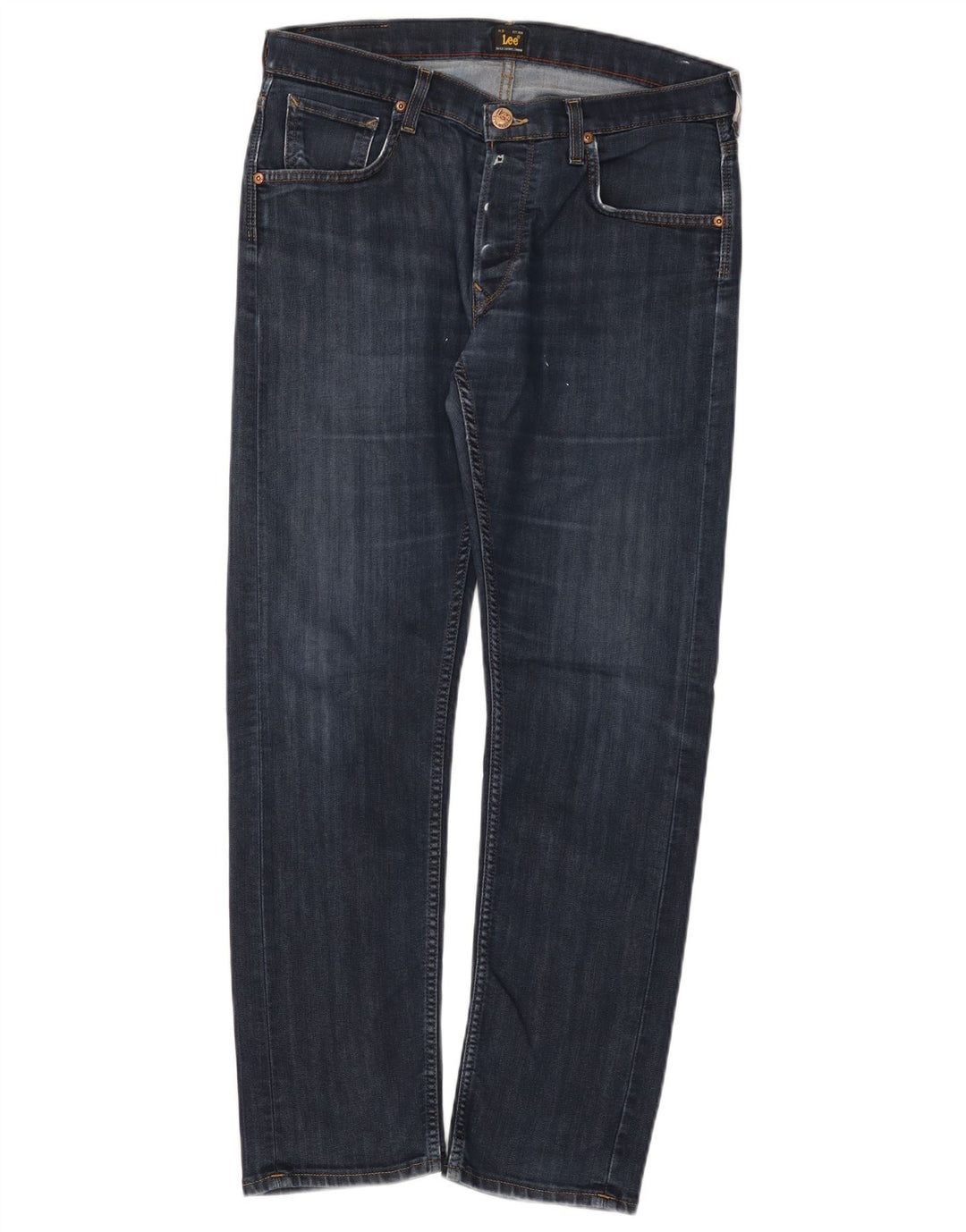 Lee Damen Daren Straight Jeans W33 L30 Marineblaue Baumwolle