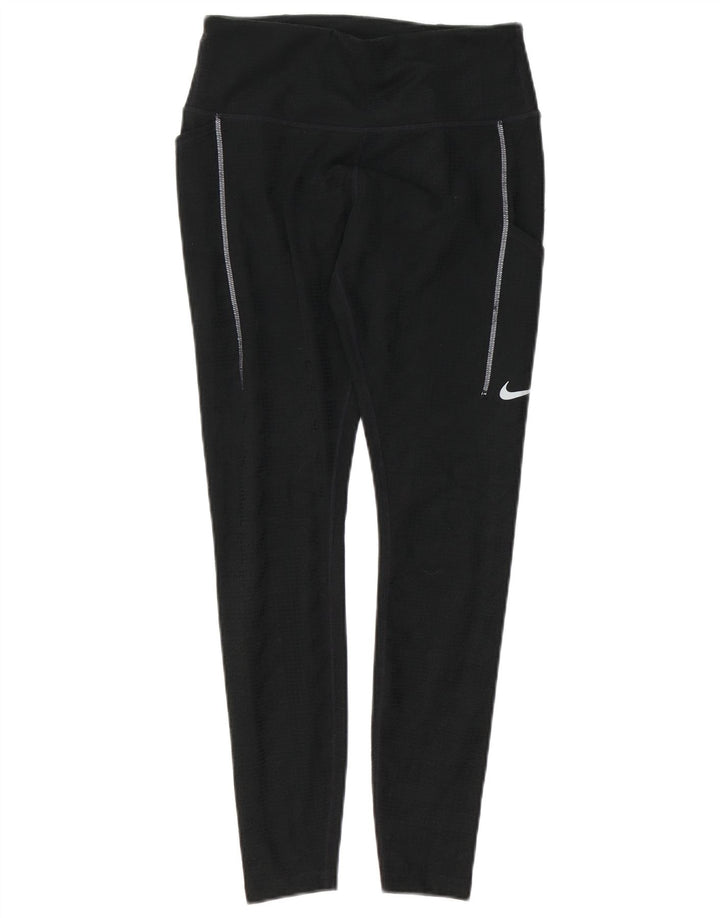 Nike Damen Dri Fit Leggings UK 14 Mittelschwarzes Polyester
