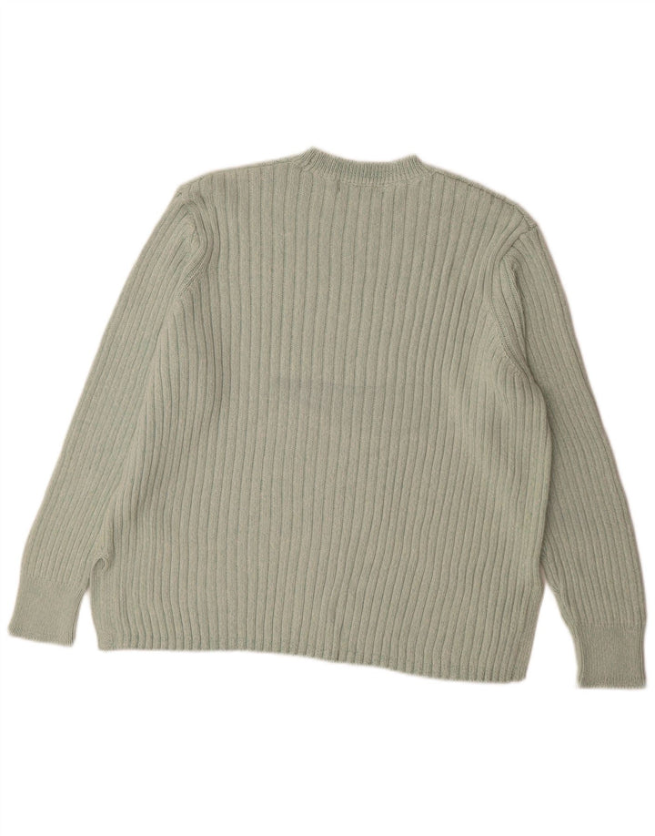 MARKS & SPENCER Damen-Pullover mit Rundhalsausschnitt, UK 20 2XL, grüne Baumwolle