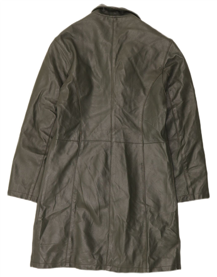 Vintage Damen Ledermantel UK 14 Medium Khaki Leder
