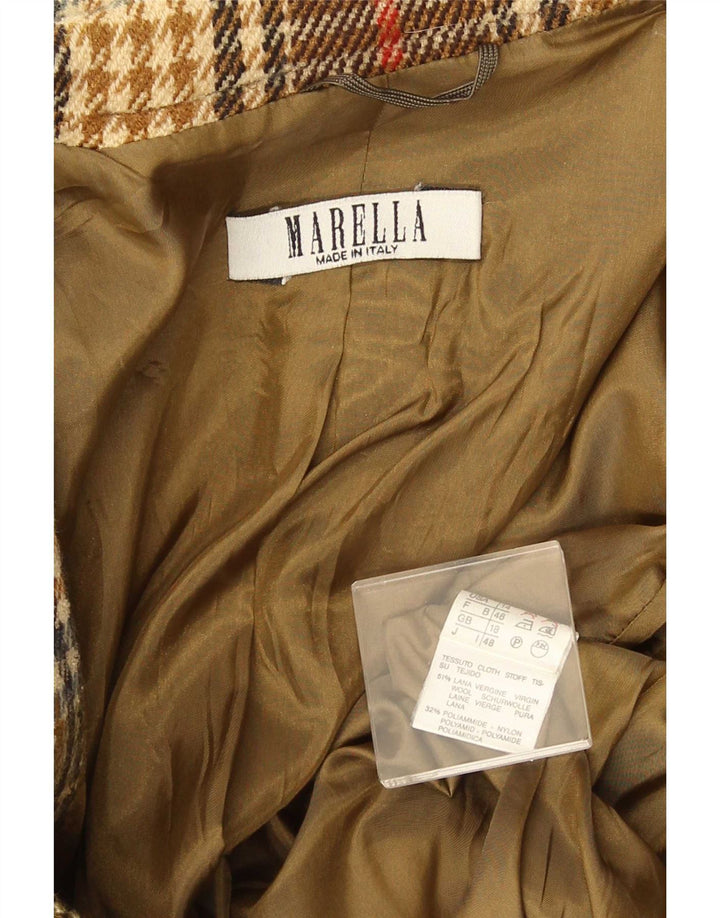 Marella Damen-Blazerjacke mit 2 Knöpfen, UK 18, XL, braun karierte Wolle