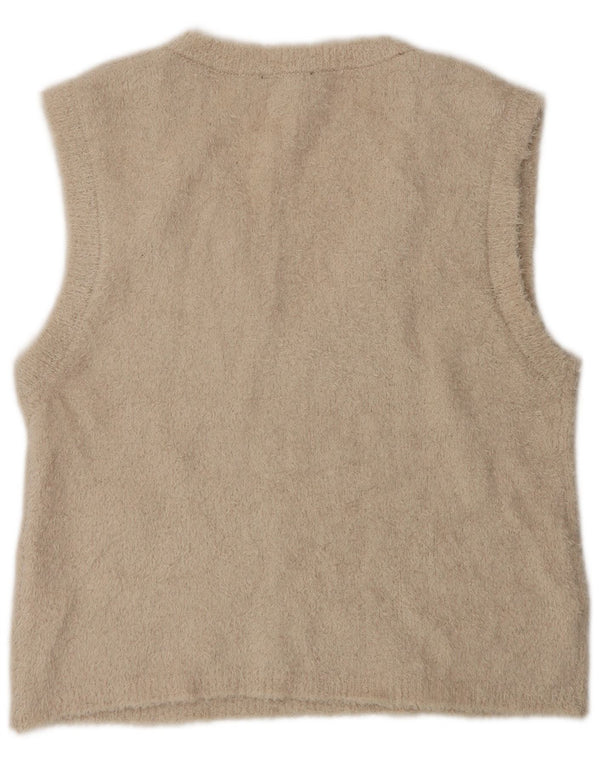 Zara Damen Weste Tank Top UK 14 Medium Beige Polyester