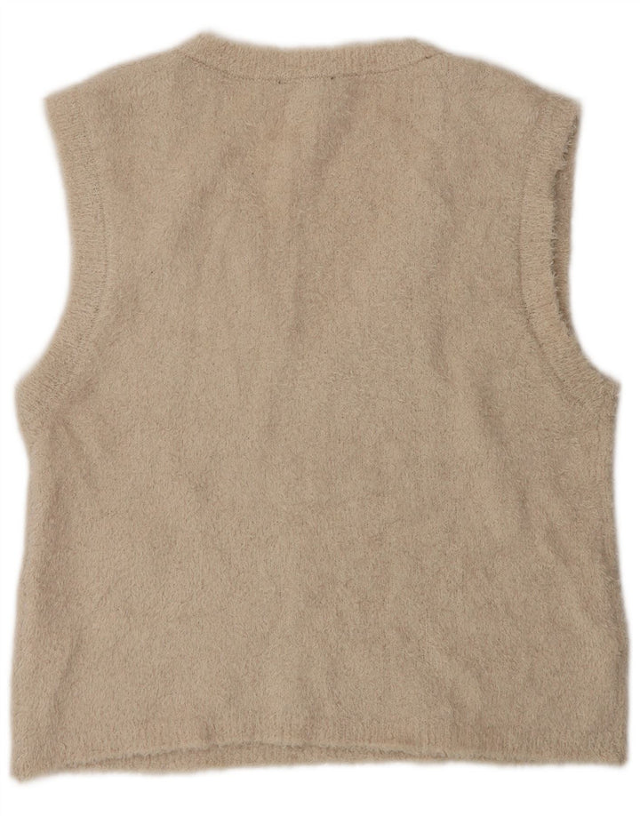 Zara Damen Weste Tank Top UK 14 Medium Beige Polyester