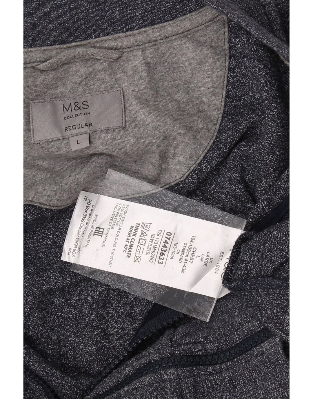MARKS & SPENCER Mens Regular Fit Tracksuit Top Jacket Large Navy Blue Vintage Marks & Spencer and Second-Hand Marks & Spencer from Messina Hembry 