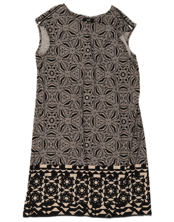 Ärmelloses Etuikleid für Damen von Wallis, UK 12, Mittelschwarz, geometrisch, Polyester