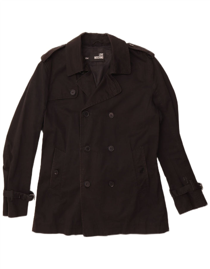 Moschino Herren Pea Coat UK 42 XL Schwarz Baumwolle