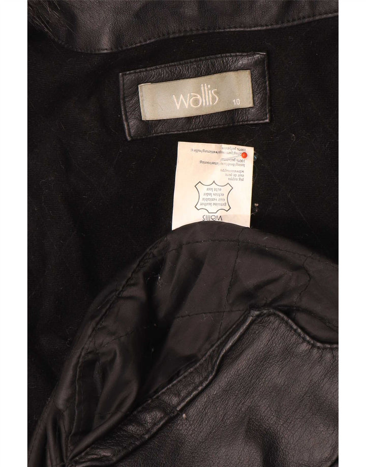 Wallis Damen Übergroßer Ledermantel UK 10 Small Schwarz