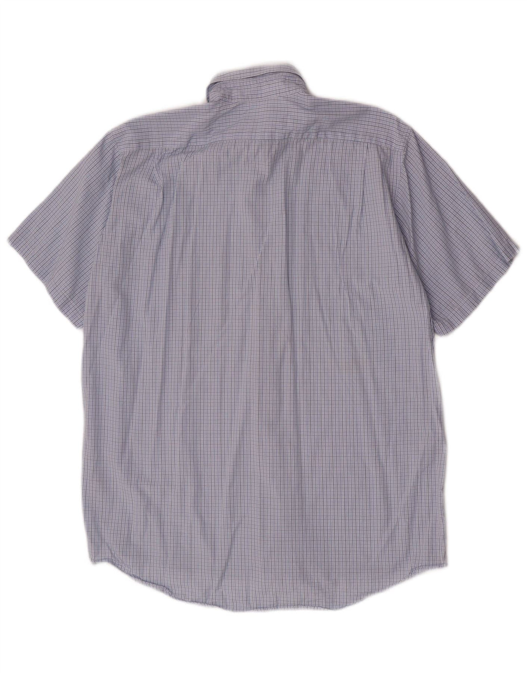 Lacoste Herren-Kurzarmhemd, Größe 39, mittelblaue Gingham-Baumwolle