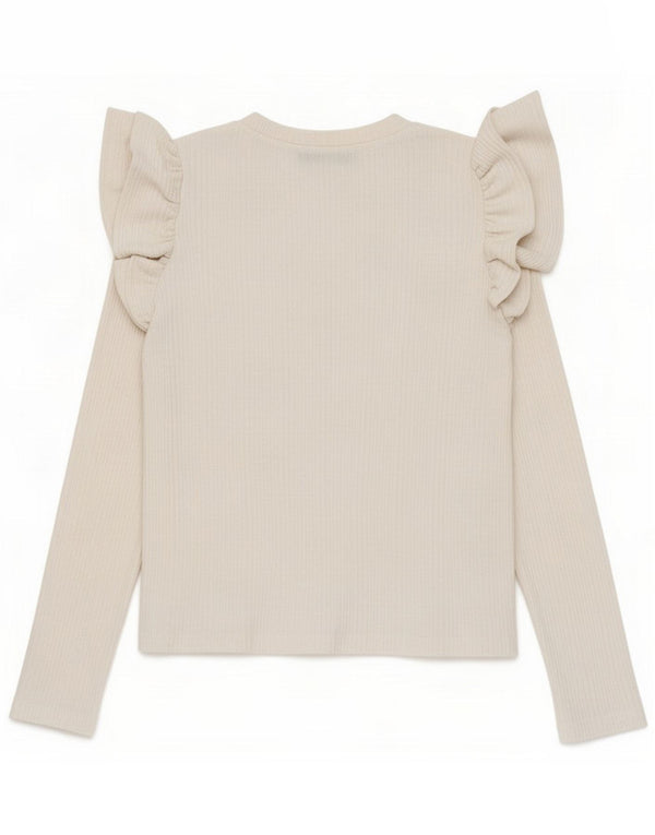 Zara Damen Top Langarm UK 10 Small Weiße Baumwolle