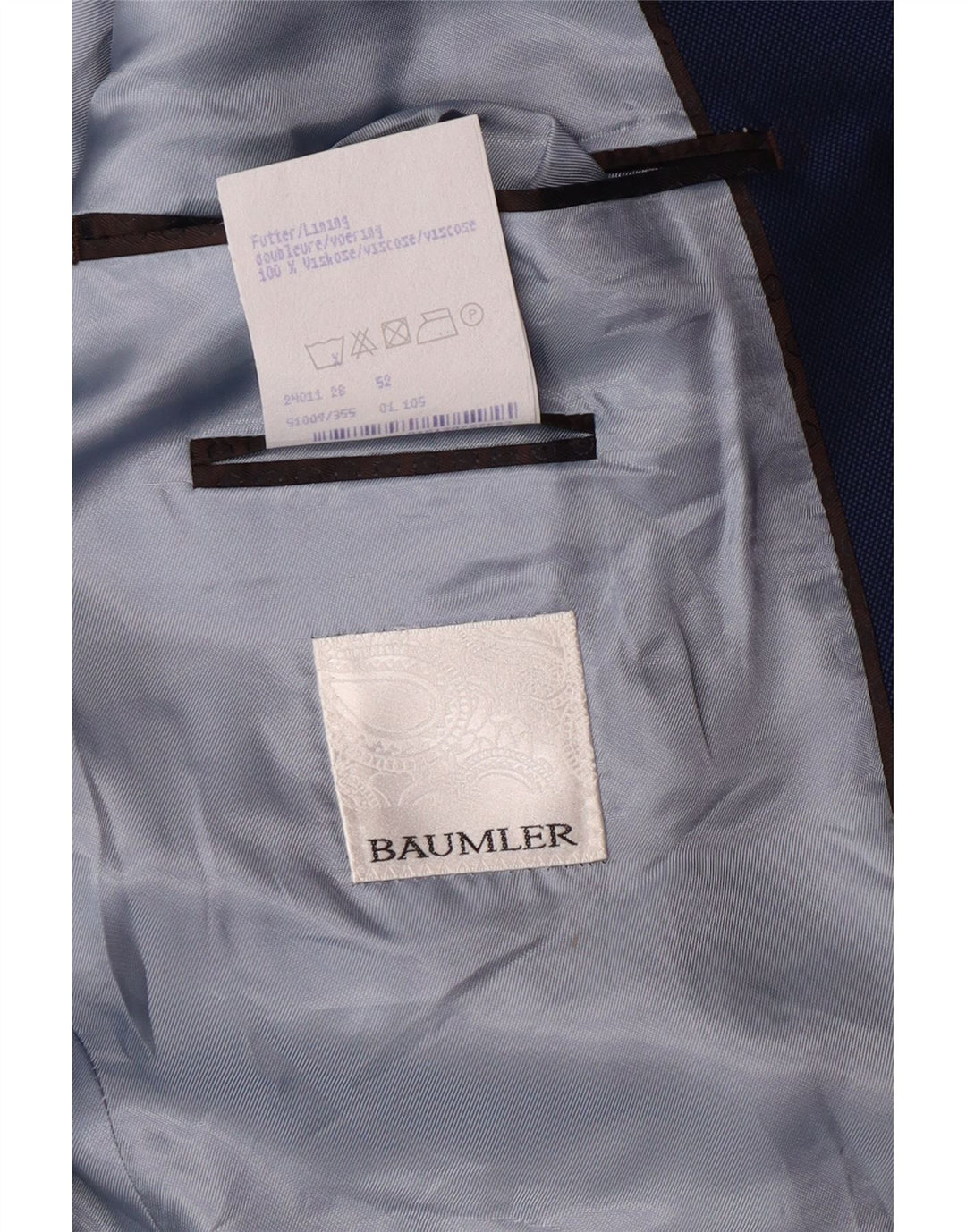 Baumler Herren-Anzug mit 2 Knöpfen, 2-teilig, Größe 52, XL, W38, L29, Marineblau, Schurwolle