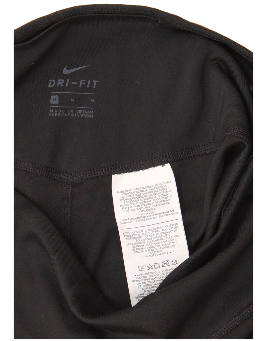 Nike Womens Dri Fit Graphic Capri Leggings UK 12 Mittelschwarzes Polyester