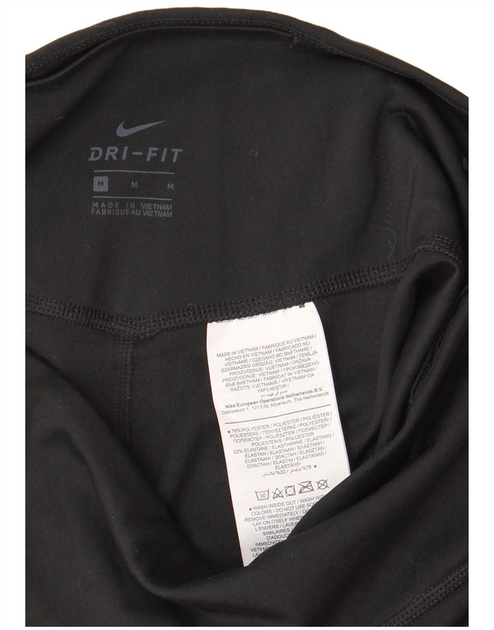 Nike Womens Dri Fit Graphic Capri Leggings UK 12 Mittelschwarzes Polyester