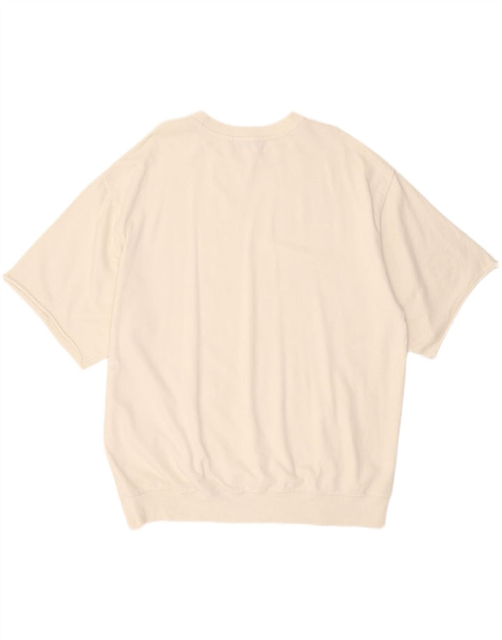 Zara Herren Kurzarm-Sweatshirt-Pullover, groß, weiße Baumwolle