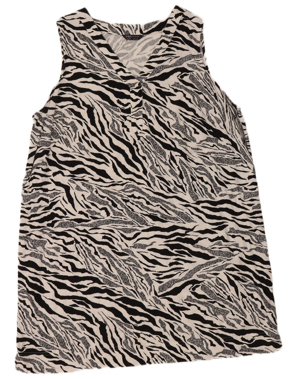 Marks & Spencer Damen Ärmelloses Etuikleid UK 22 2XL Weißer Tierdruck