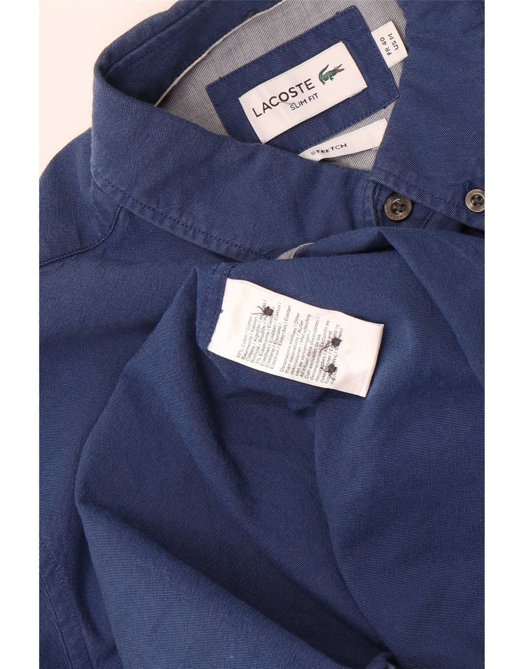 Lacoste Herren-Slim-Fit-Hemd, Größe 40, mittelmarineblaue Baumwolle