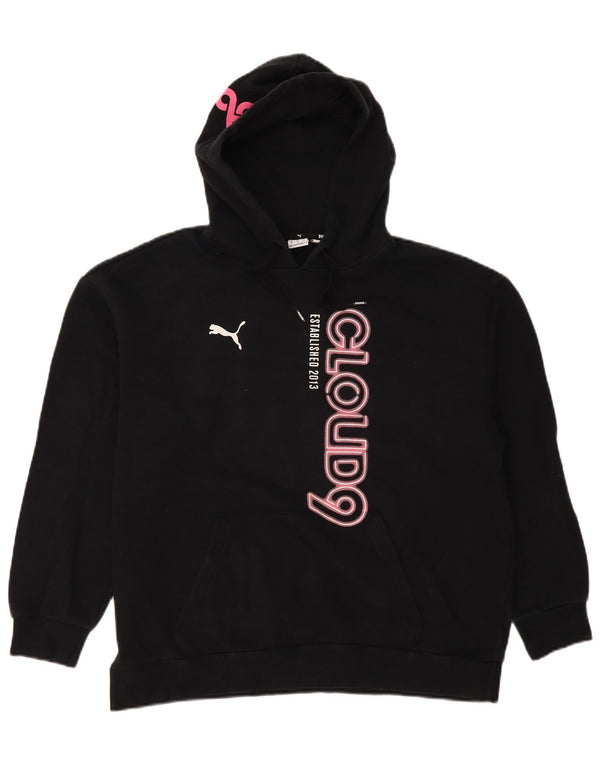 Puma Womens Graphic Oversized Hoodie Pullover UK 14 Mittelschwarze Baumwolle