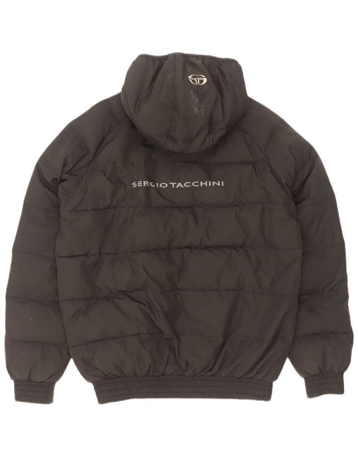 Sergio Tacchini Herren Graphic Wattierte Jacke UK 38 Medium Schwarz Polyester