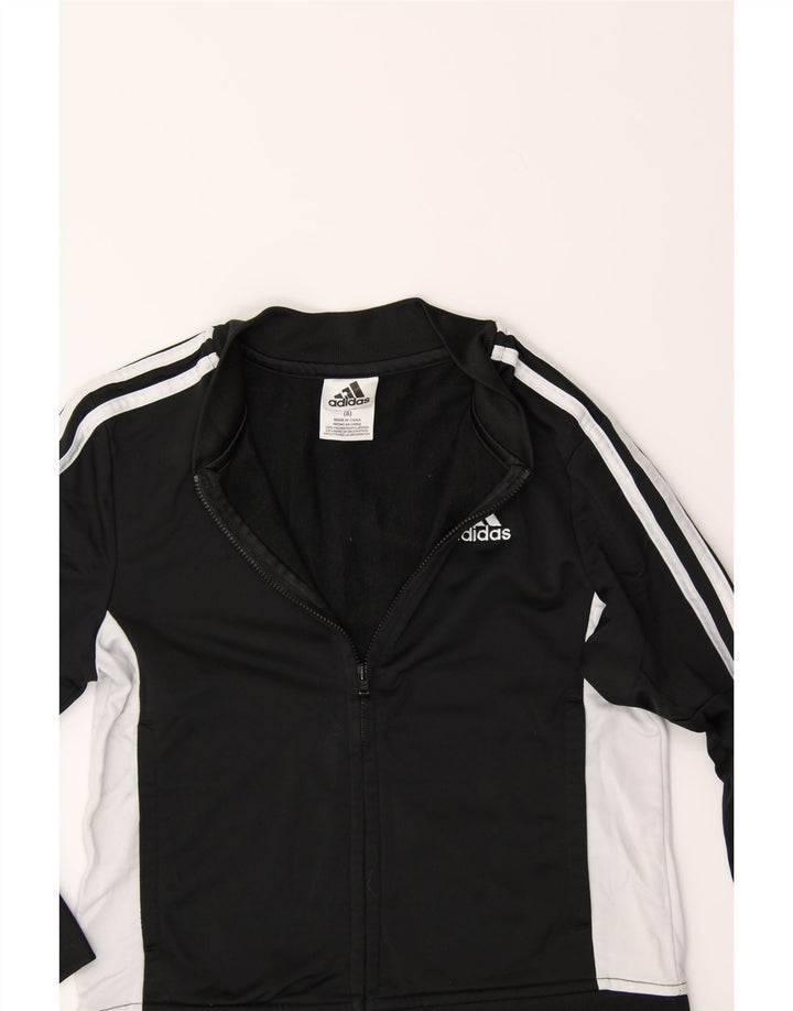 ADIDAS Boys Tracksuit Top Jacket 7-8 Years Black Colourblock Polyester Vintage Adidas and Second-Hand Adidas from Messina Hembry 