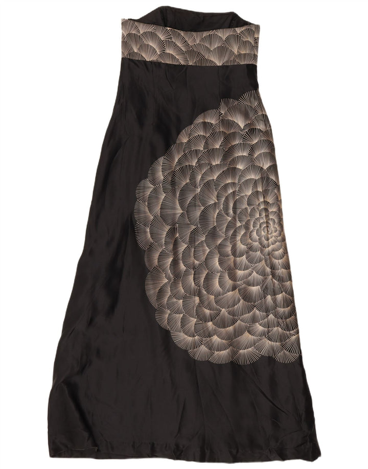 Monsoon Womens Abstract Pattern Maxi Trägerloses Kleid UK 12 Medium Schwarz