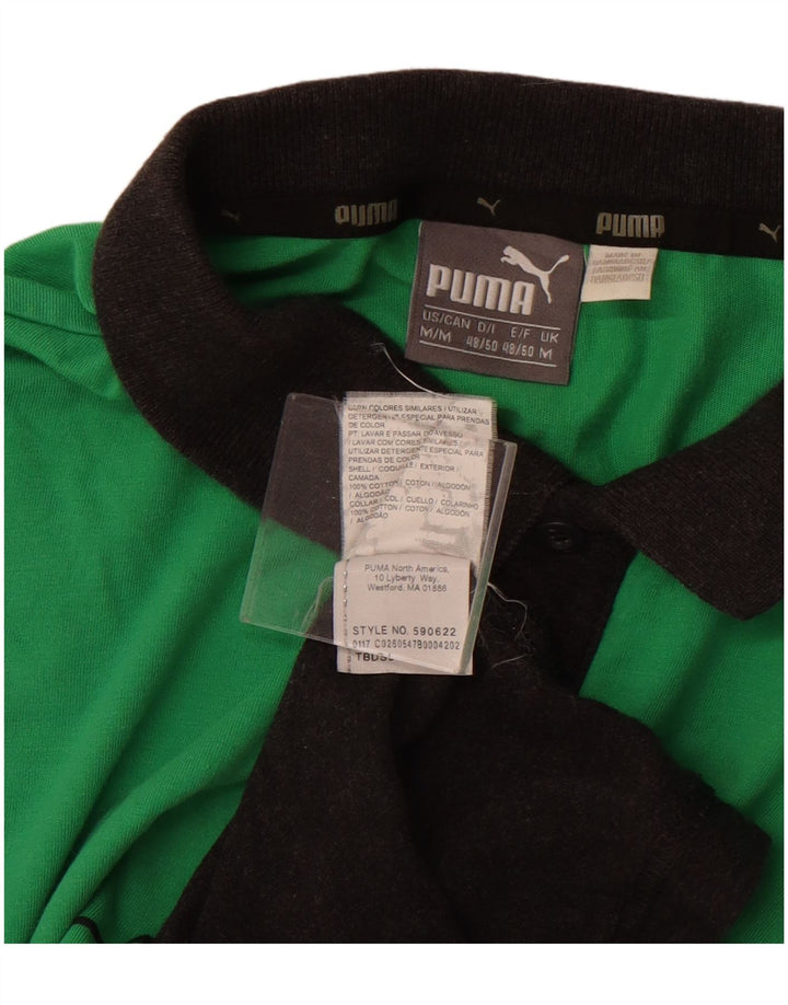 Puma Herren-Poloshirt aus mittelgrüner Colourblock-Baumwolle