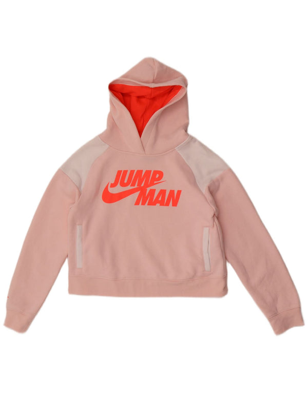 Jordan Mädchen-Kapuzenpullover mit Crop-Grafik, 12–13 Jahre, groß, rosa, Farbblock