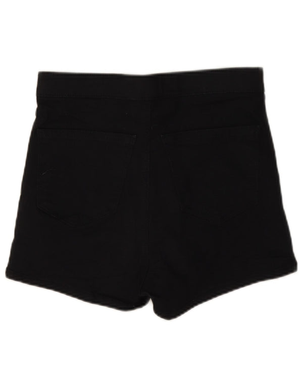 Topshop Damen Joni Denim Shorts UK 12 Medium W28 Schwarze Baumwolle