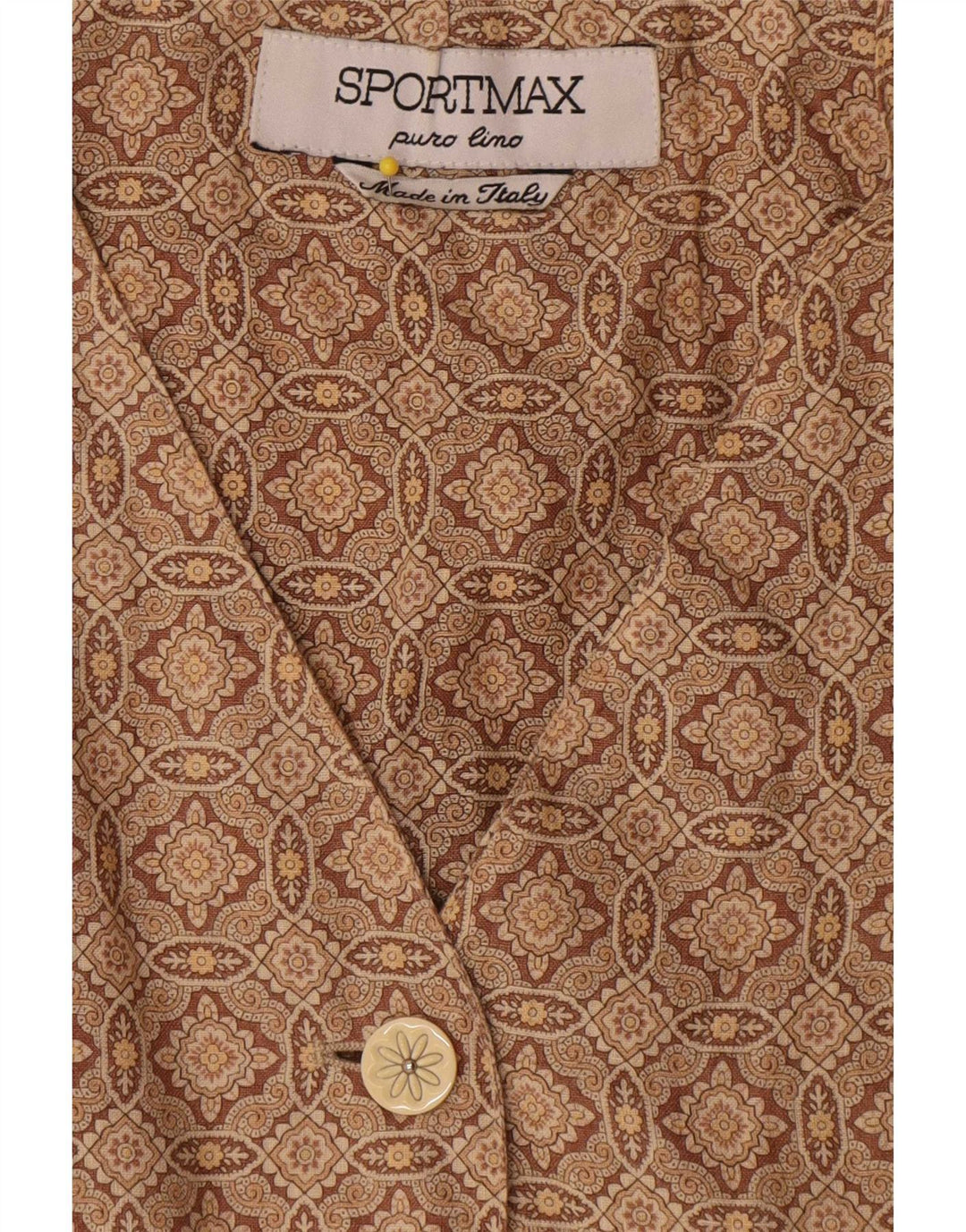 Sportmax Damen-Blazer, ärmellos, UK 12, mittelbraun, geometrisch