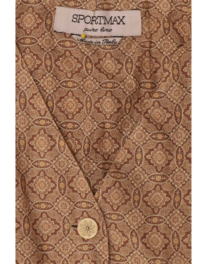 Sportmax Damen-Blazer, ärmellos, UK 12, mittelbraun, geometrisch
