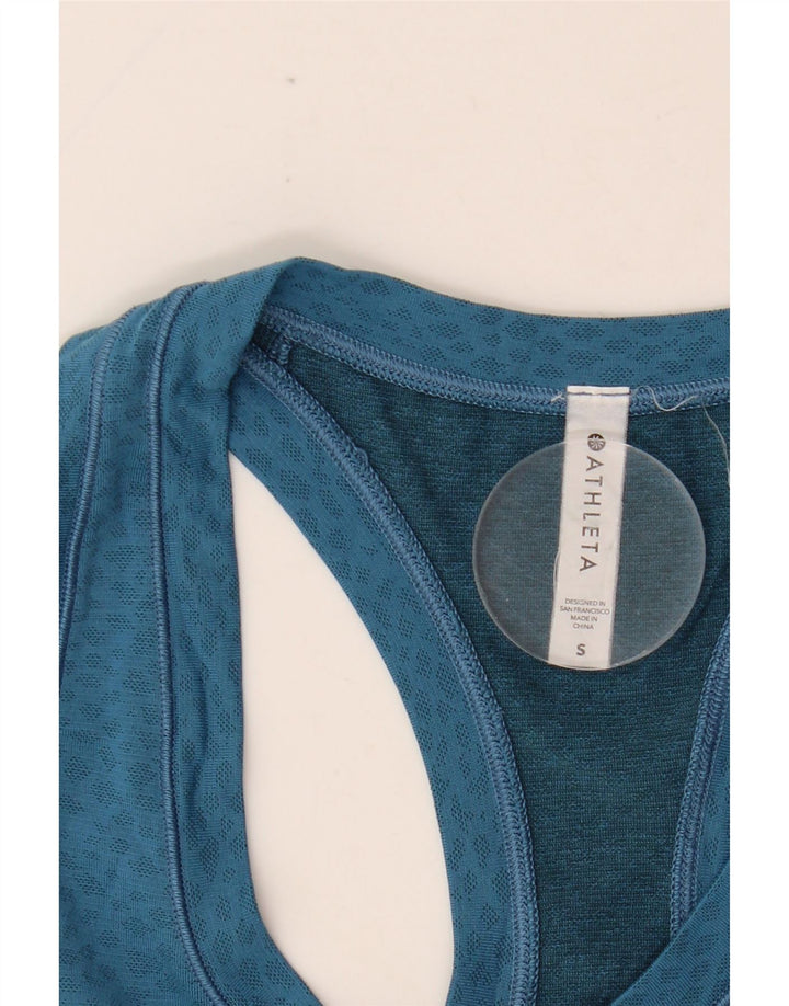ATHLETA Damen-Trägershirt, UK-Größe 8, klein, blau gepunktetes Nylon
