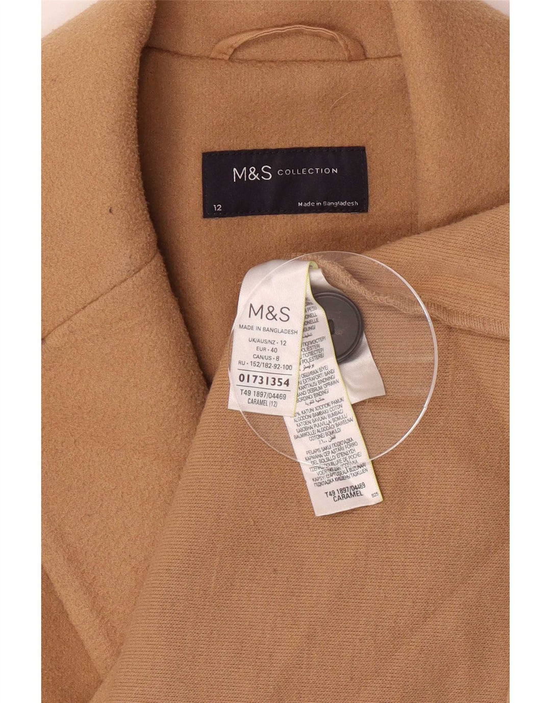 Marks & Spencer Damenmantel UK 12 Mittelbraunes Polyester