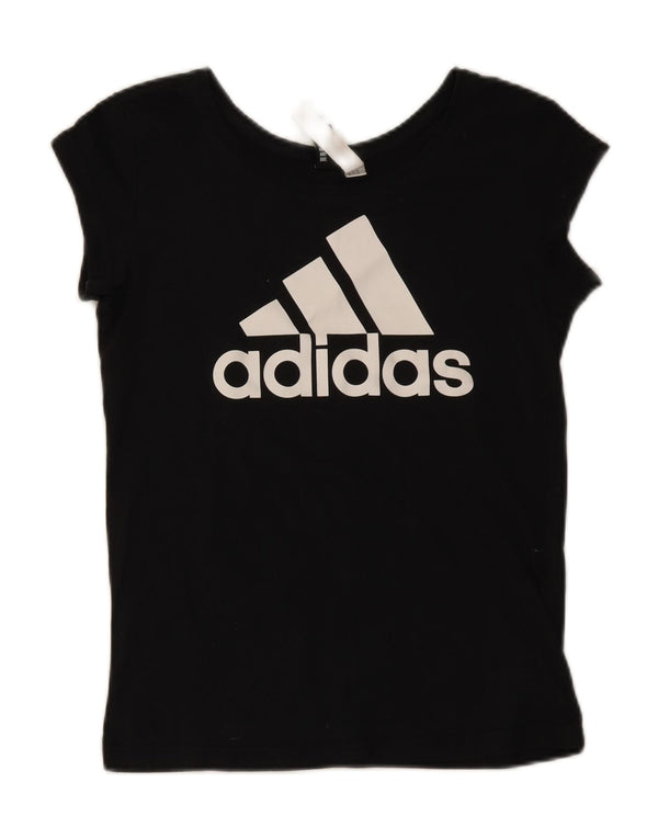 Adidas Damen Grafik T-Shirt Top UK 4/6 XS Schwarz Baumwolle