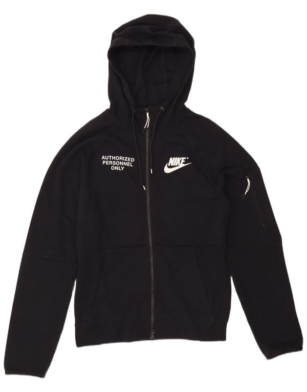 Nike Herren Graphic Zip Hoodie Pullover XS Schwarz Baumwolle