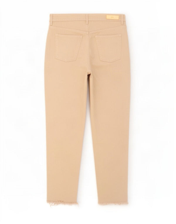Zara Damen High Rise Tapered Jeans EU 40 Medium W30 L28 Beige Baumwolle