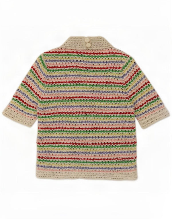 Zara Häkel-Crop-Top für Damen, Größe M, mehrfarbig, gestreift, Baumwolle, UK 12