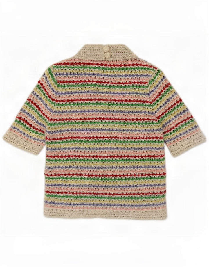 Zara Häkel-Crop-Top für Damen, Größe M, mehrfarbig, gestreift, Baumwolle, UK 12