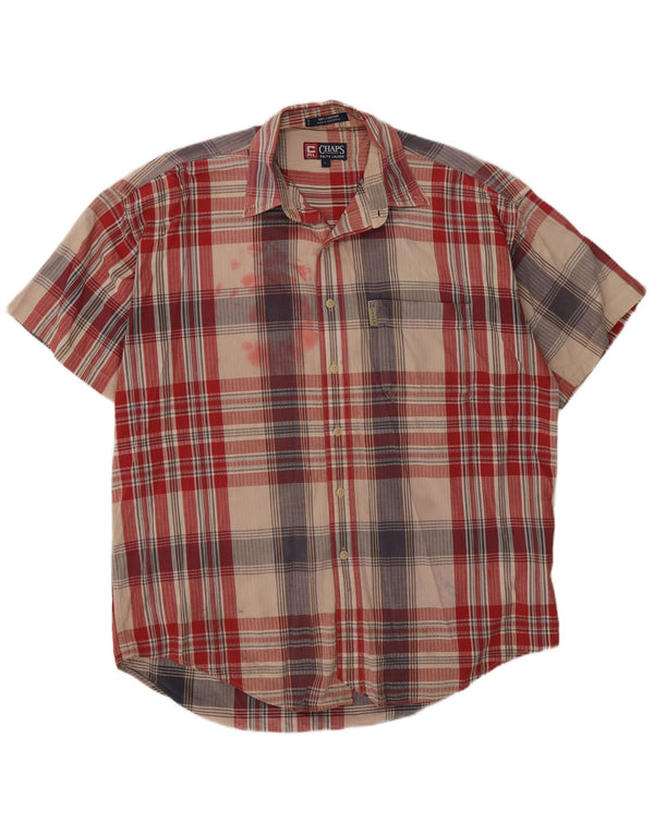 Chaps Ralph Lauren Mens Short Sleeve Shirt Large Red Plaid Cotton