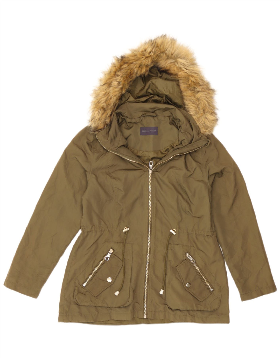 Marks & Spencer Damen-Regenjacke mit Kapuze, übergroß, Gr. 8, Khaki