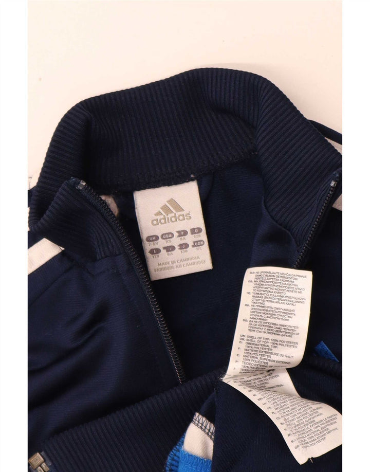 Adidas Jungen-Trainingsanzug-Top-Jacke, 7–8 Jahre, marineblaues Farbblock-Polyester