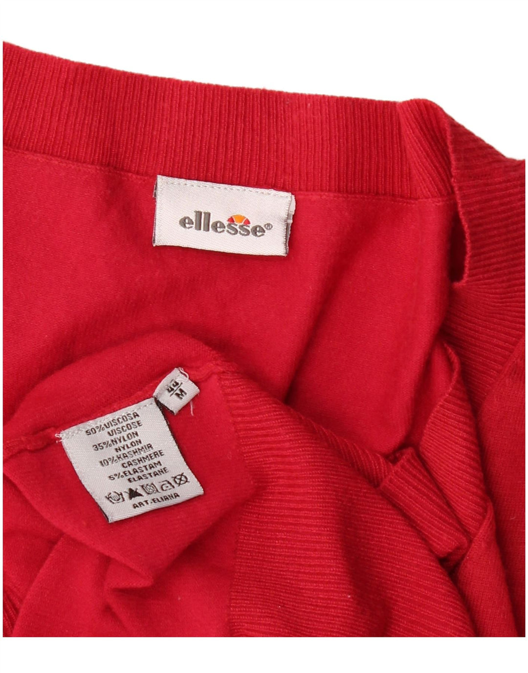 Ellesse Damen-Pullover mit V-Ausschnitt, UK 12, mittelrote Viskose