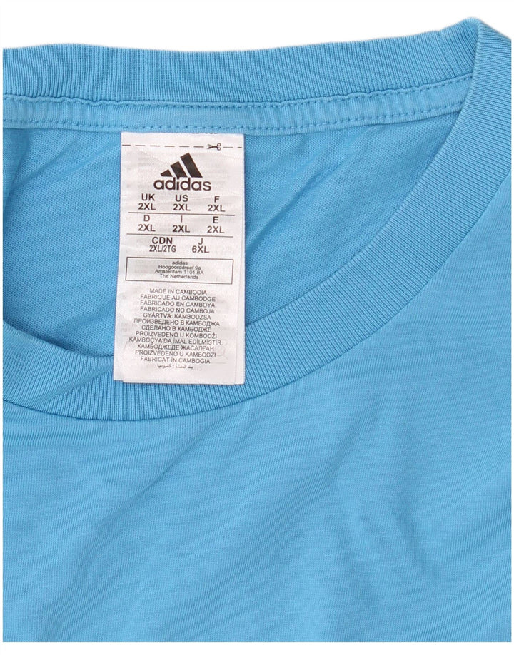 Adidas Herren T-Shirt Top 2XL Blau Baumwolle