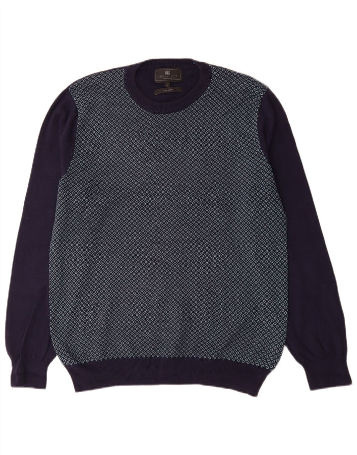 Marks & Spencer Herren-Pullover mit maßgeschneiderter Passform und Rundhalsausschnitt, Größe L, Marineblau