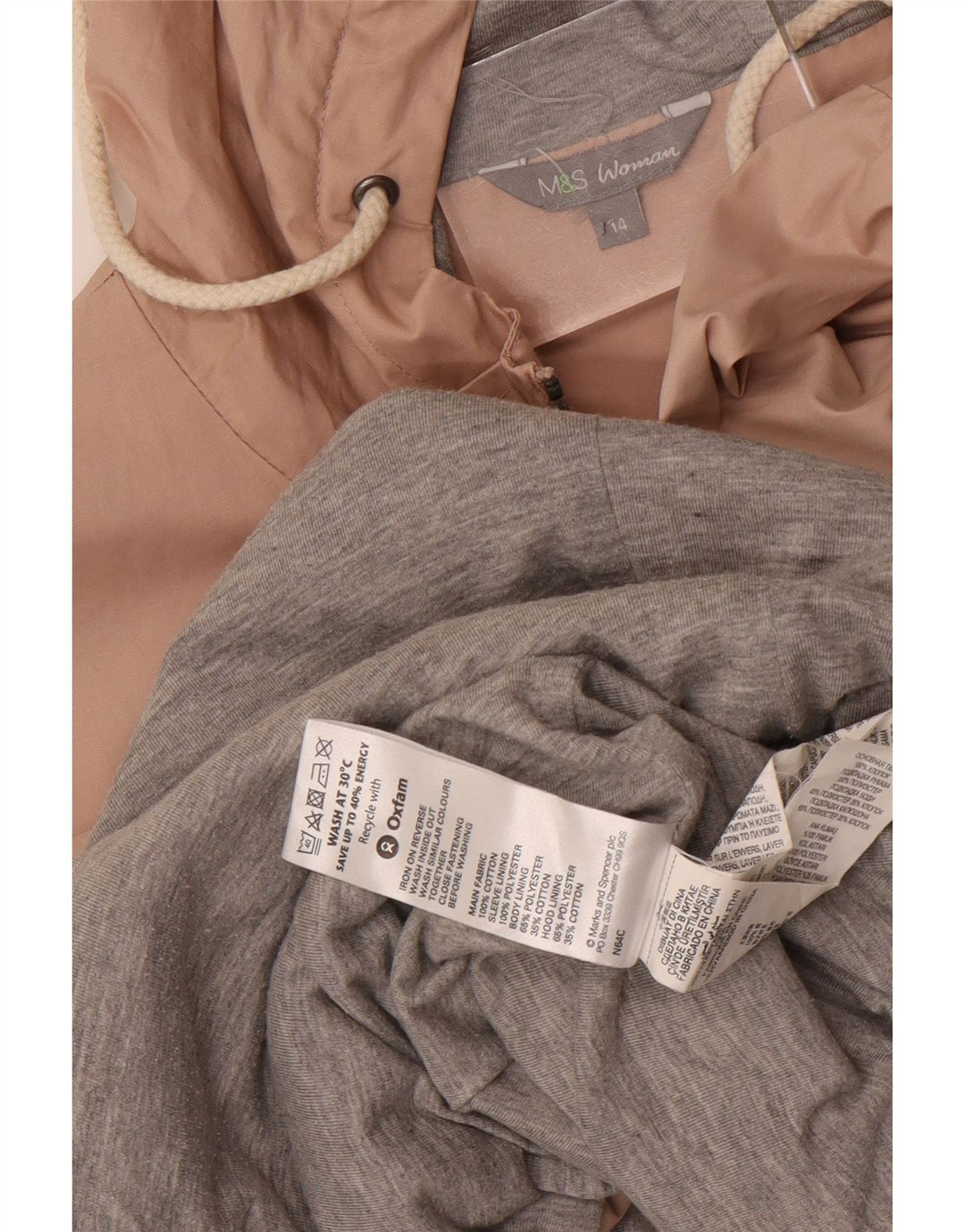 Marks & Spencer Damen-Parka mit Kapuze, UK 14, Größe L, Rosa, Baumwolle