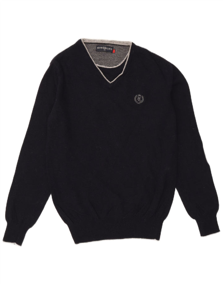 Henri Lloyd Herren-Pullover mit V-Ausschnitt, mittelschwarze Wolle