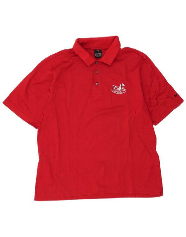 Nike Herren Poloshirt UK 39/41 Mittelrote Baumwolle