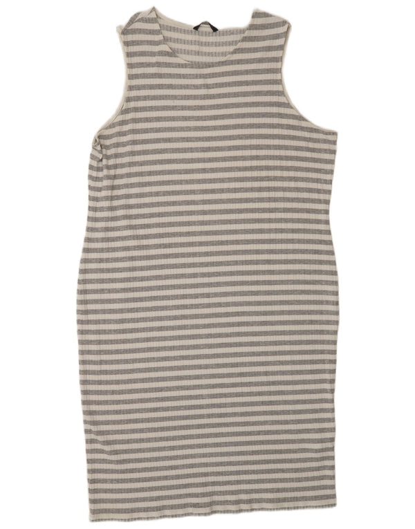 Marks & Spencer Damen Ärmelloses, figurbetontes Kleid UK 22 3XL Grau gestreift