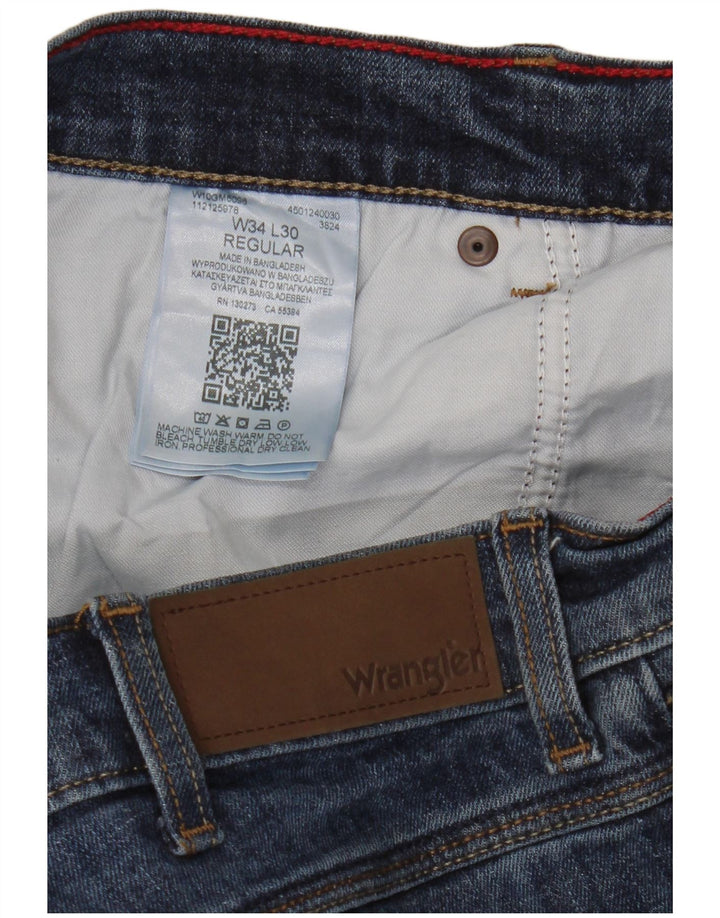 Wrangler Herren Regular Straight Jeans W34 L30 Blaue Baumwolle