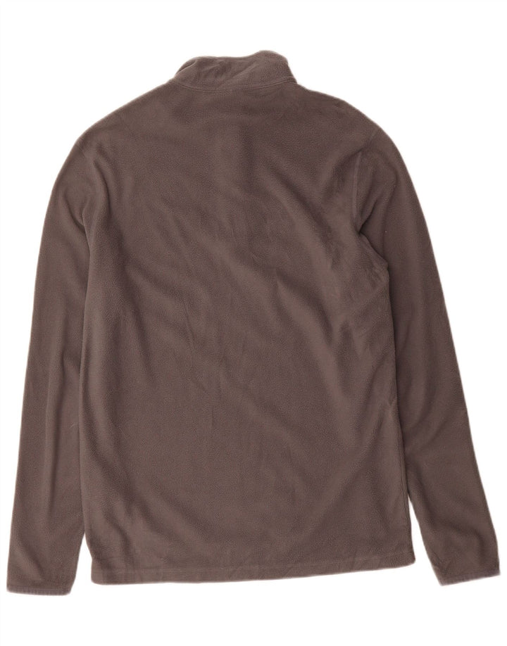 CHAMPION Mens Zip Neck Fleece Jumper Medium Brown Polyester