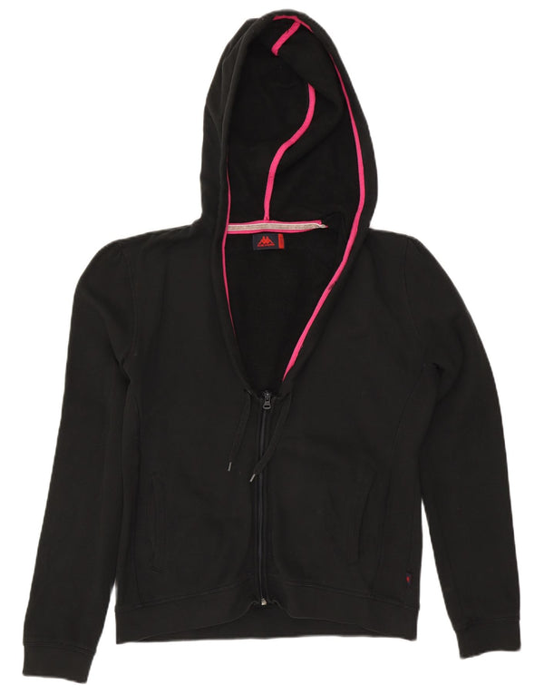 Kappa Damen Kapuzenpullover mit Reißverschluss, UK 16, Größe L, Schwarz, Baumwolle