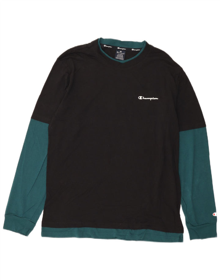 Champion Herren-Top, langärmelig, XL, Schwarz, Colourblock-Baumwolle