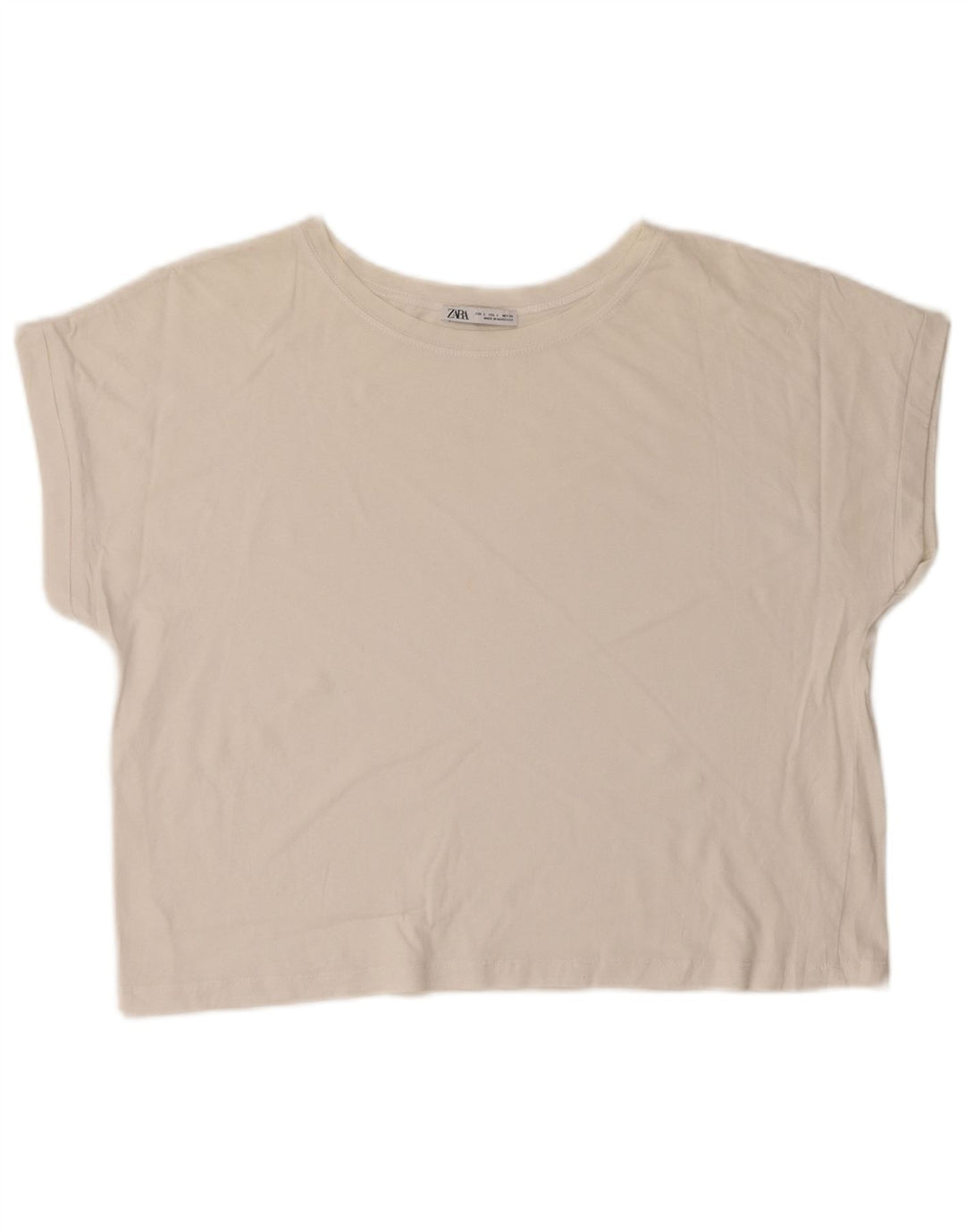 Zara Damen Crop T-Shirt Top UK 16 Large Weiß